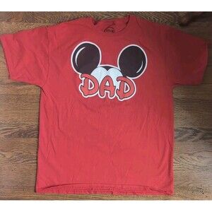 Disney Mens Dad Mickey Mouse Ears T-shirt Size Large Official Disney Shirt Red